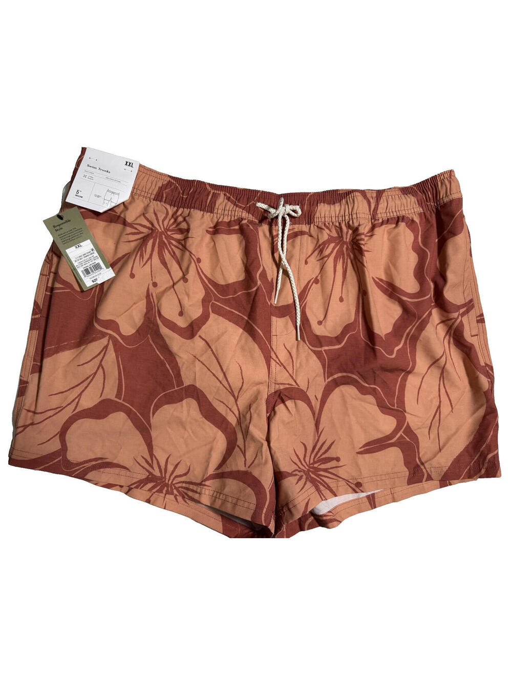 Goodfellow Orange Floral Print 5" Swim Trunks Shorts Mens XXL NWT NEW